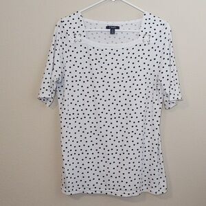 Chaps Women's Short Sleeve Square Neck Cotton TShirt with Decorative Trim